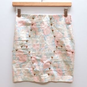 Mustard Seed Mini Skirt with Stud Details Sz S